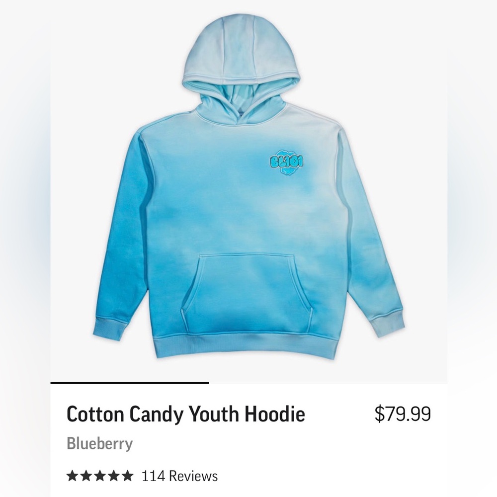 Baseball Lifestyle 101 Cotton Candy Blue Youth Hoodie Medium